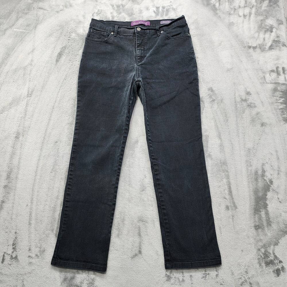 Gloria Vanderbilt Jeans Womens 12P PETITE Faded‎ Black Amanda High Rise Slim Leg